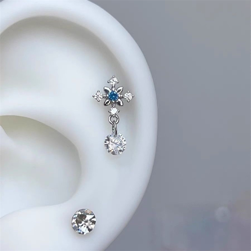 Y2K Tech Accessories - 1pcs Quality Shiny Cross Blue Zircon