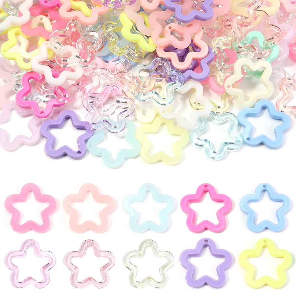Y2K Tech Accessories - 30pcs/lot Colorful Acrylic Star Pendants 30mm