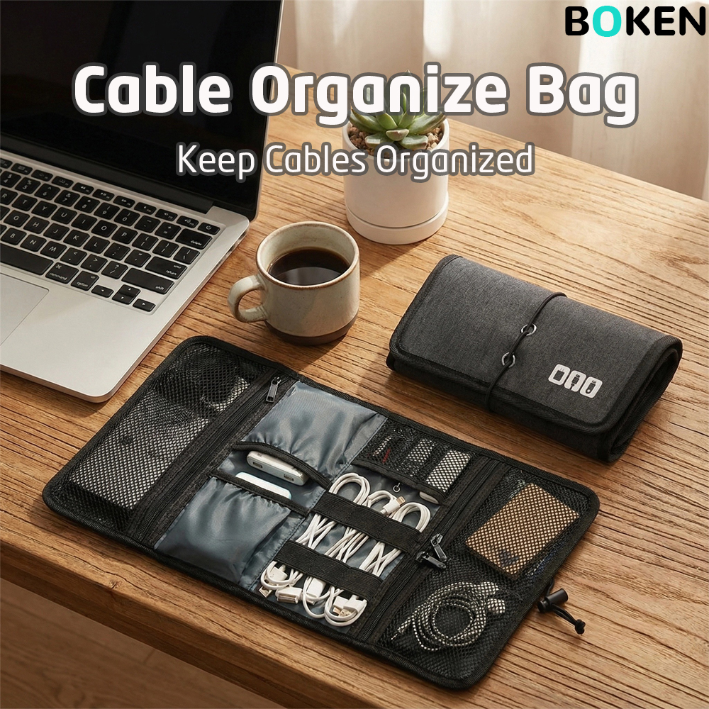 Tech Accessories Case - Portable Foldable Travel Cable Organizer Bag