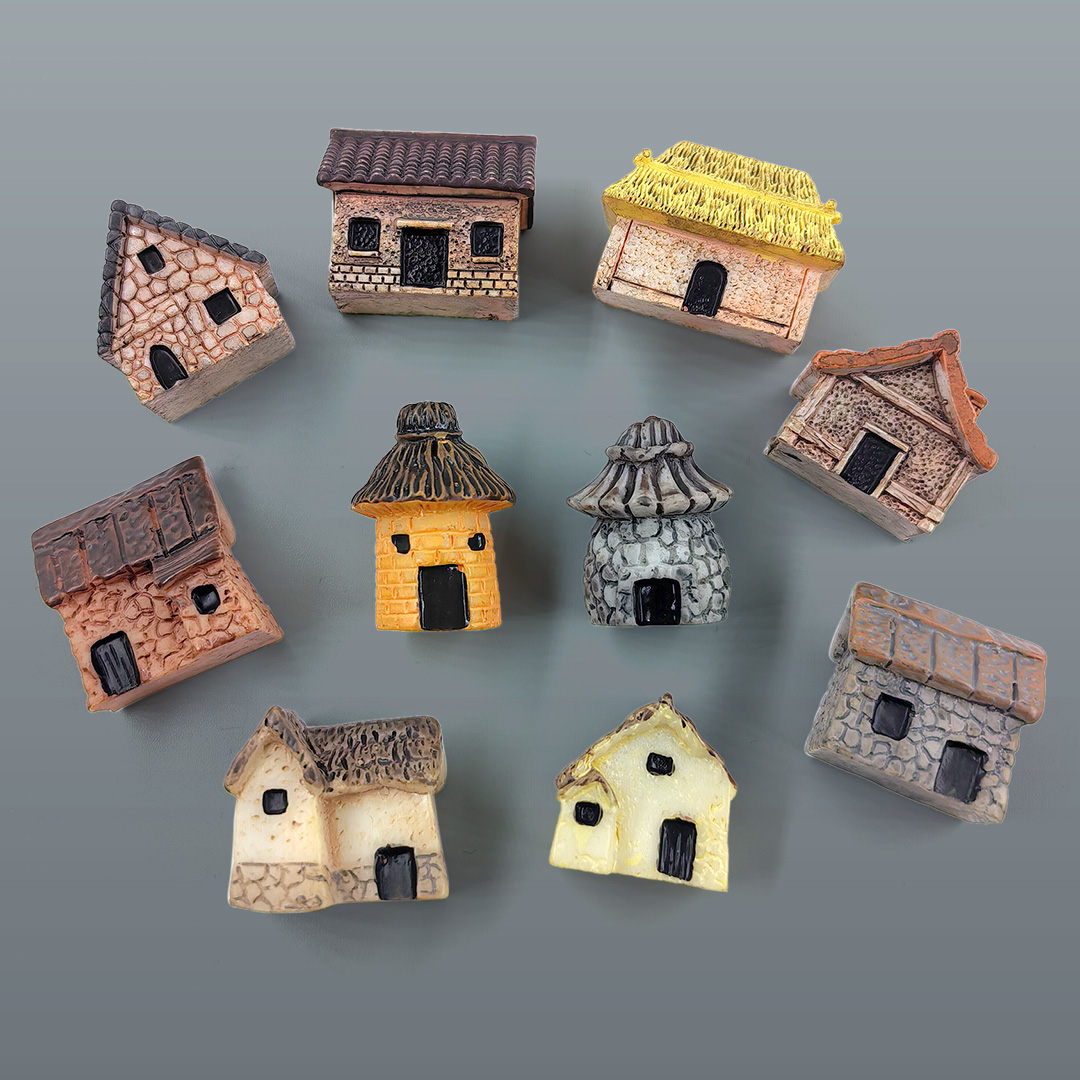 Tech House Accessories - 10Pcs Mini Small House Figurine Resin