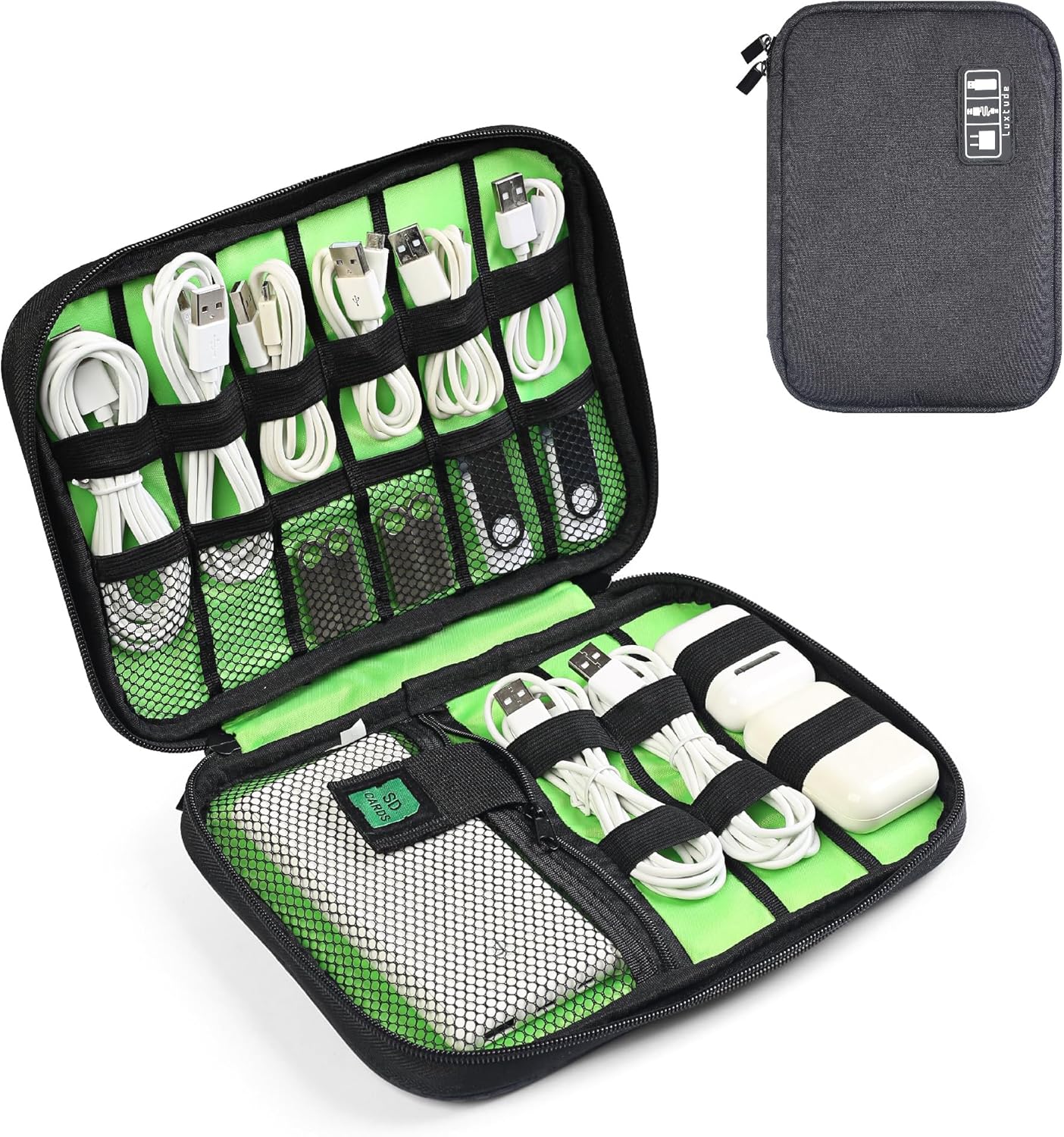 Tech Accessories Bag - Travel Cable Organizer Bag, Flat Cord