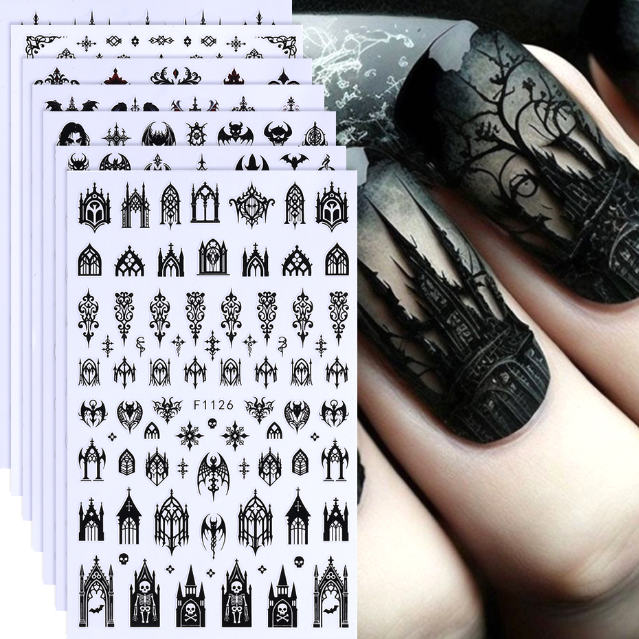 Y2K Tech Accessories - 7/8pcs 3D Gothic Black Halloween Nail