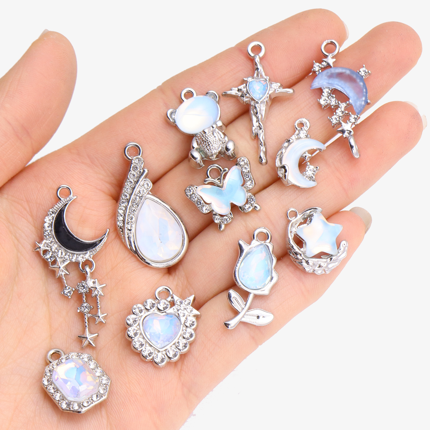 5Pcs New Moon Star Heart Charm - đánh giá và giá Y2K Tech Accessories