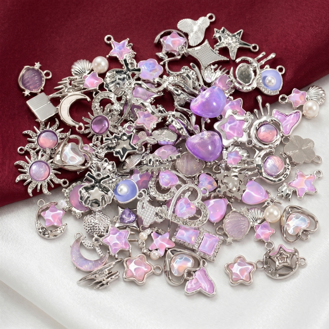 10pcs Purple Pink Heart Enamel - đánh giá và giá Y2K Tech Accessories