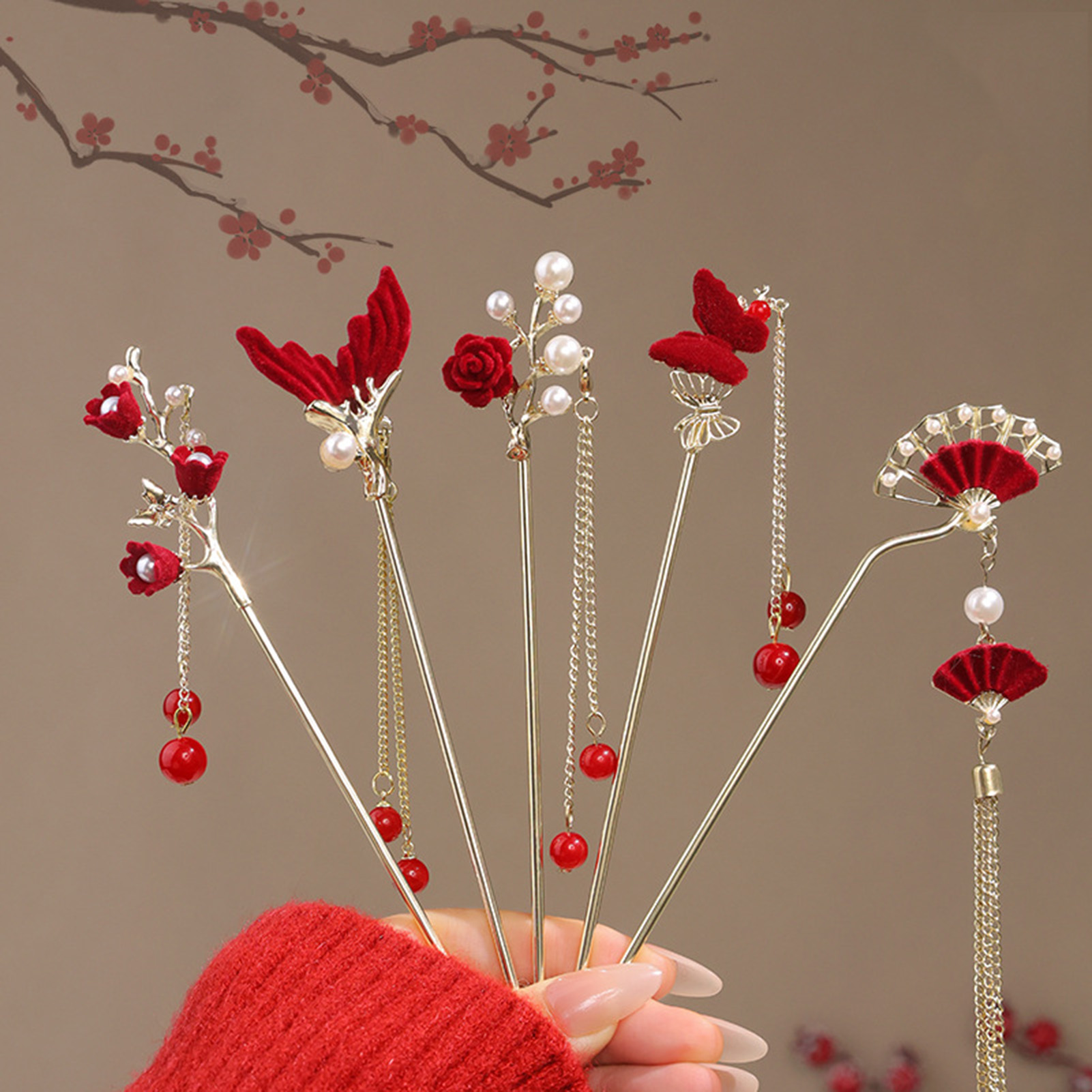 Chinese Style Rose Flower Hair - đánh giá và giá Tech Accessories For Women