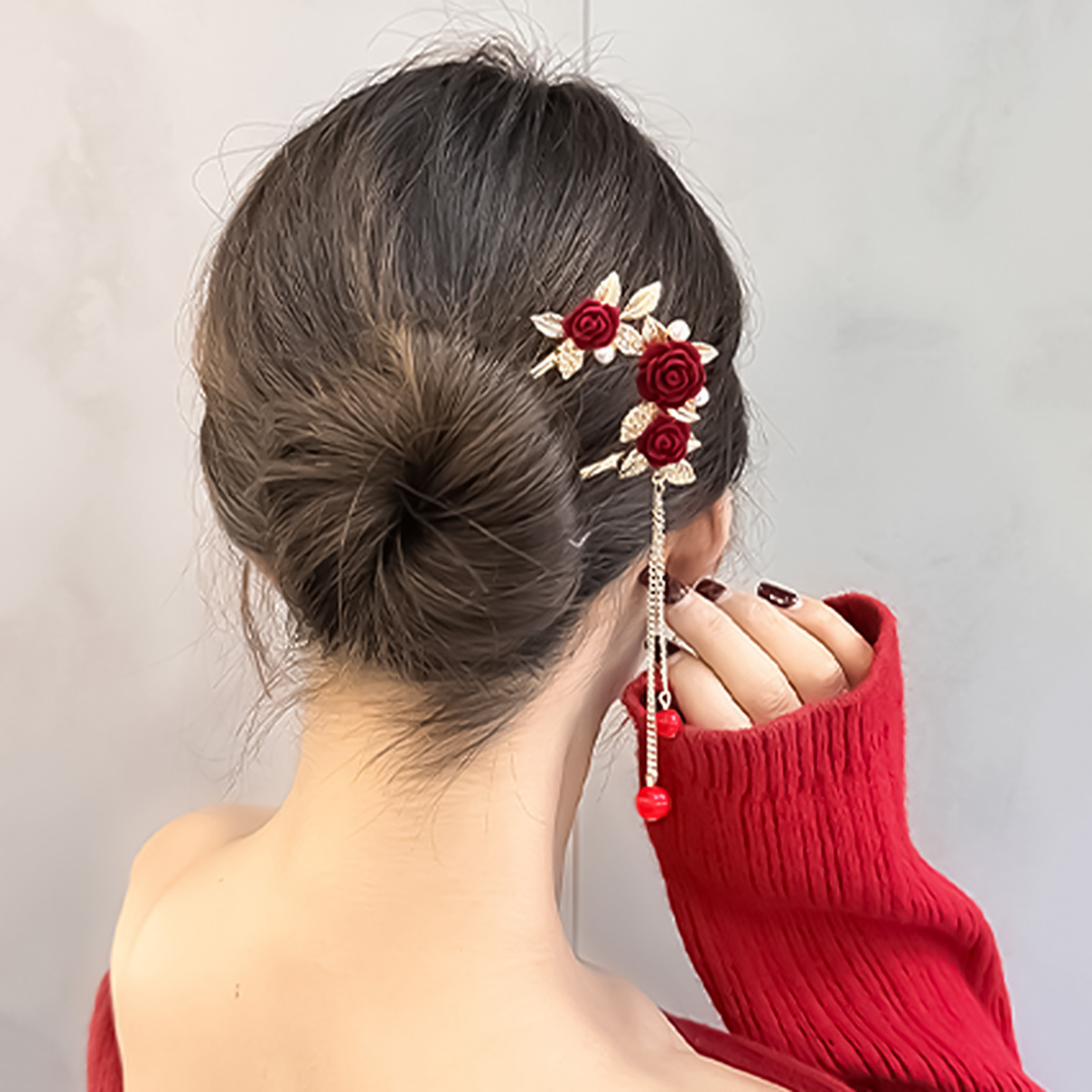 Chinese Style Rose Flower Hair - đánh giá và giá Tech Accessories For Women