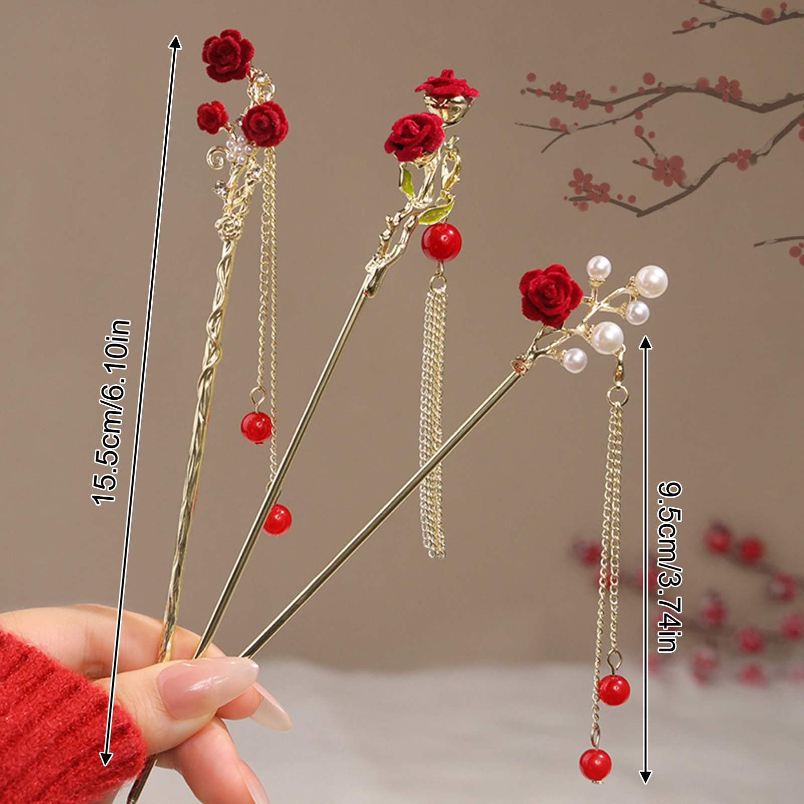 Chinese Style Rose Flower Hair - đánh giá và giá Tech Accessories For Women